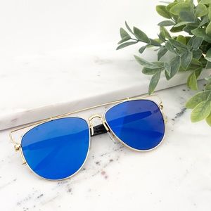🆑 "Amira" Sunglasses || Blue Gold Mirror Aviator